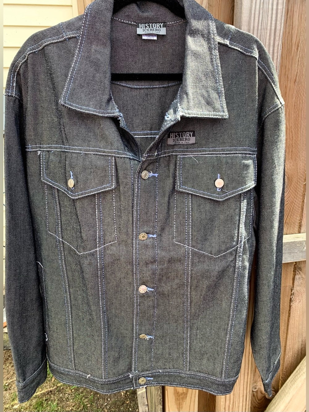 Vintage Iceberg Black Denim Jacket 38 Fits M/3XL Deadstock 90s